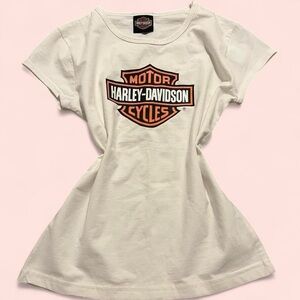 Harley-Davidson White Dress with Orange Logo